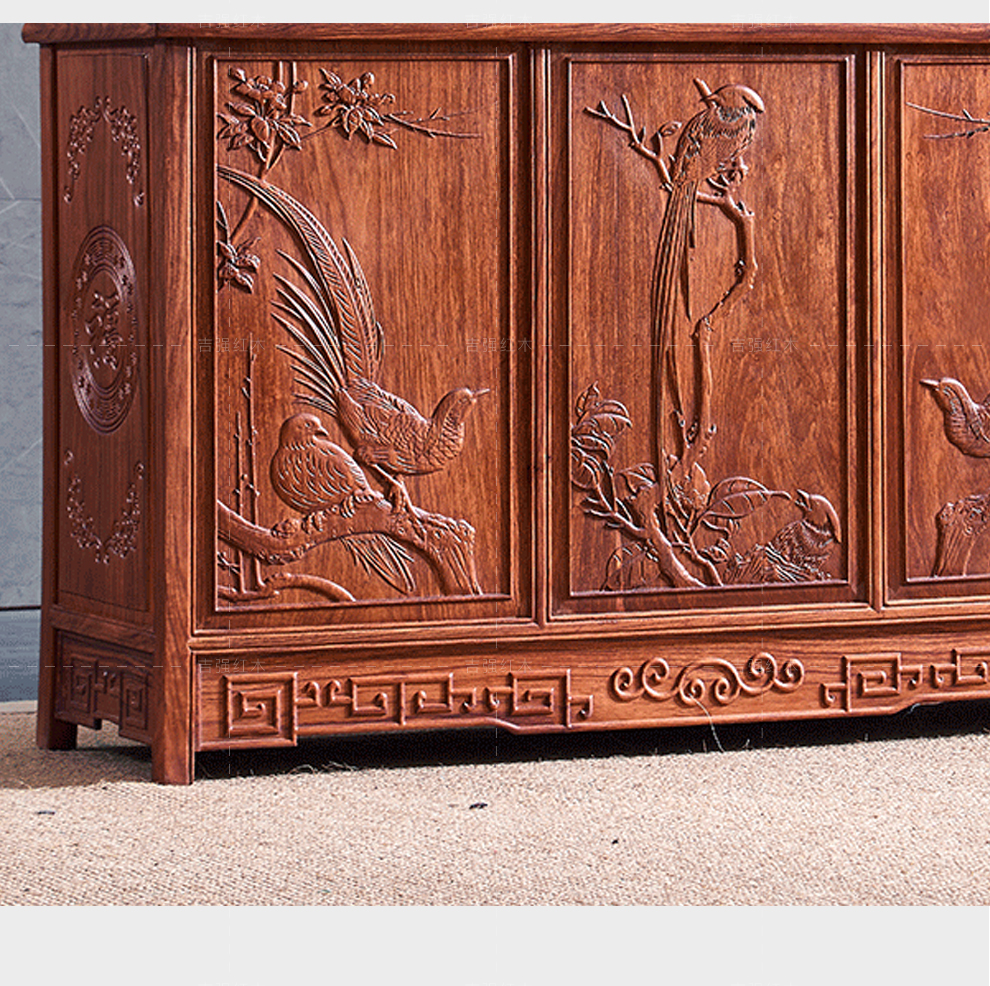 吉强红木家具非洲花梨学名刺猬紫檀屏风实木屏风客厅隔断玄关柜屏风