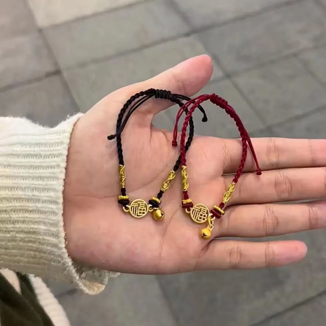 奢浮快手同款镀金福牌铃铛手链女编织手绳闺蜜手环送女友礼物学生饰品