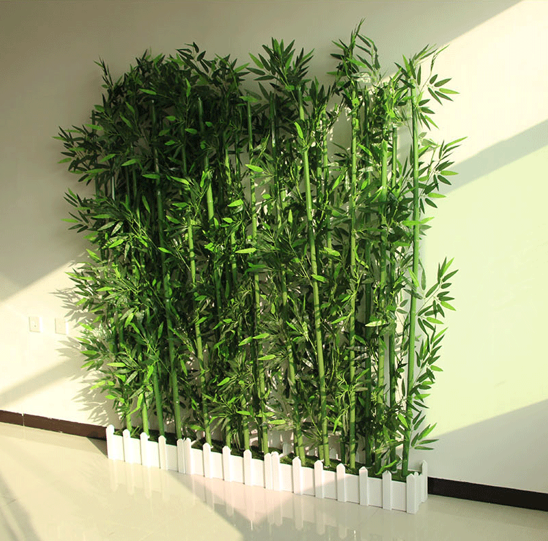 仿真竹子加密假竹子酒店装饰大堂客厅隔断屏风盆栽 4米高镀膜绢布叶