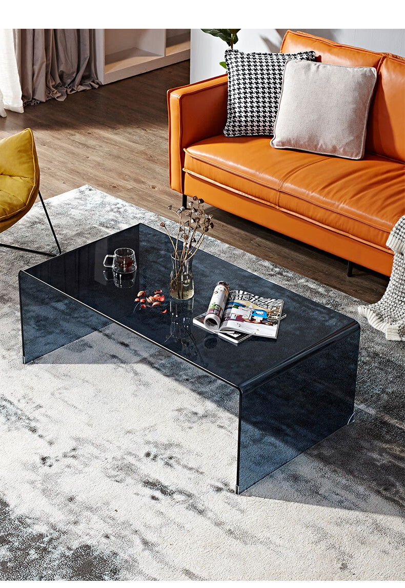 茶几玻璃热弯茶桌创意边桌边几花架现代简约办公功夫茶具大小户型白色