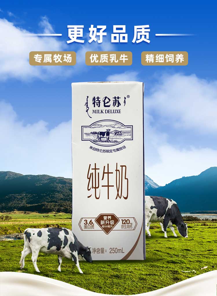 蒙牛特仑苏纯牛奶250ml12盒早餐奶学生儿童奶12月产特仑苏12盒