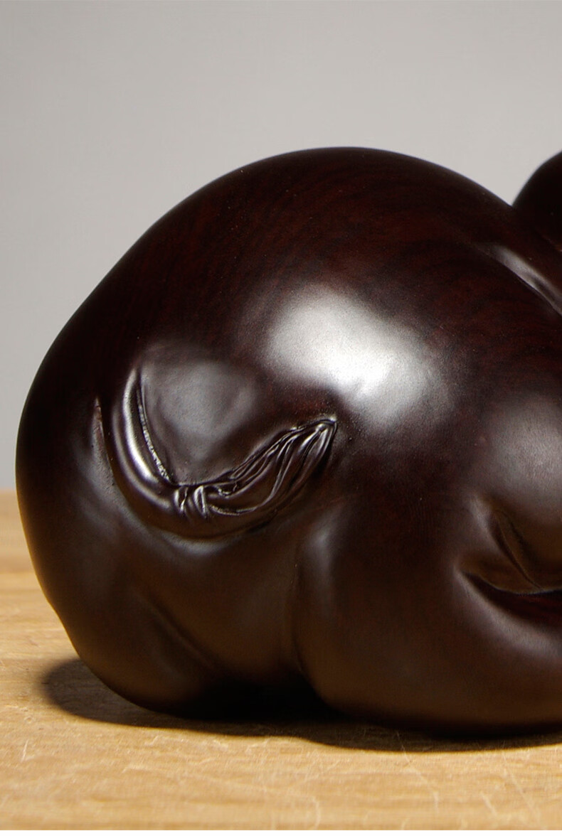 黑檀实木质生肖猪雕刻摆件家居客厅办公室风水装饰红木工艺品送礼