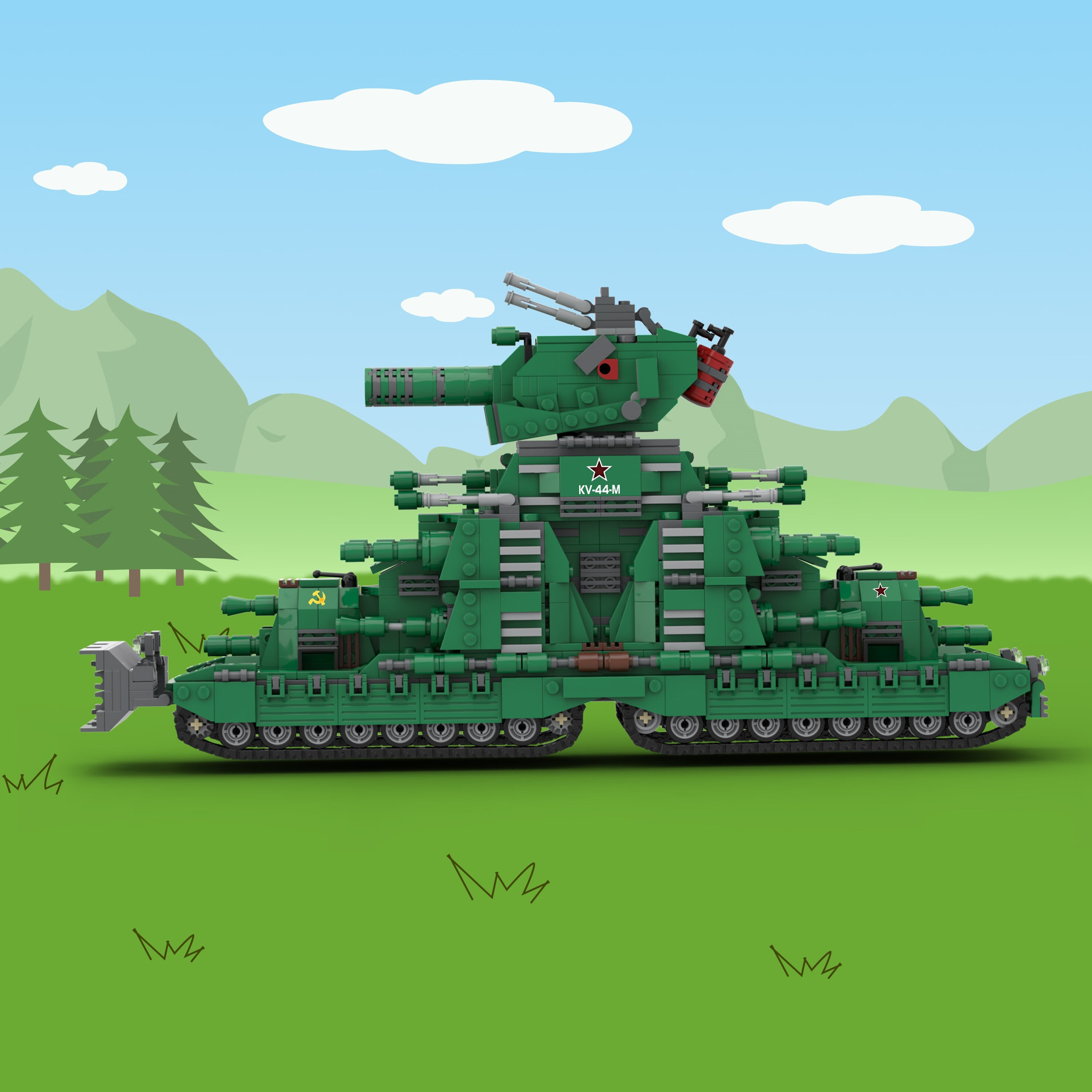 【官方旗舰】kv一44坦克积木兼容创意积木moc还原坦克世界kv-44重型