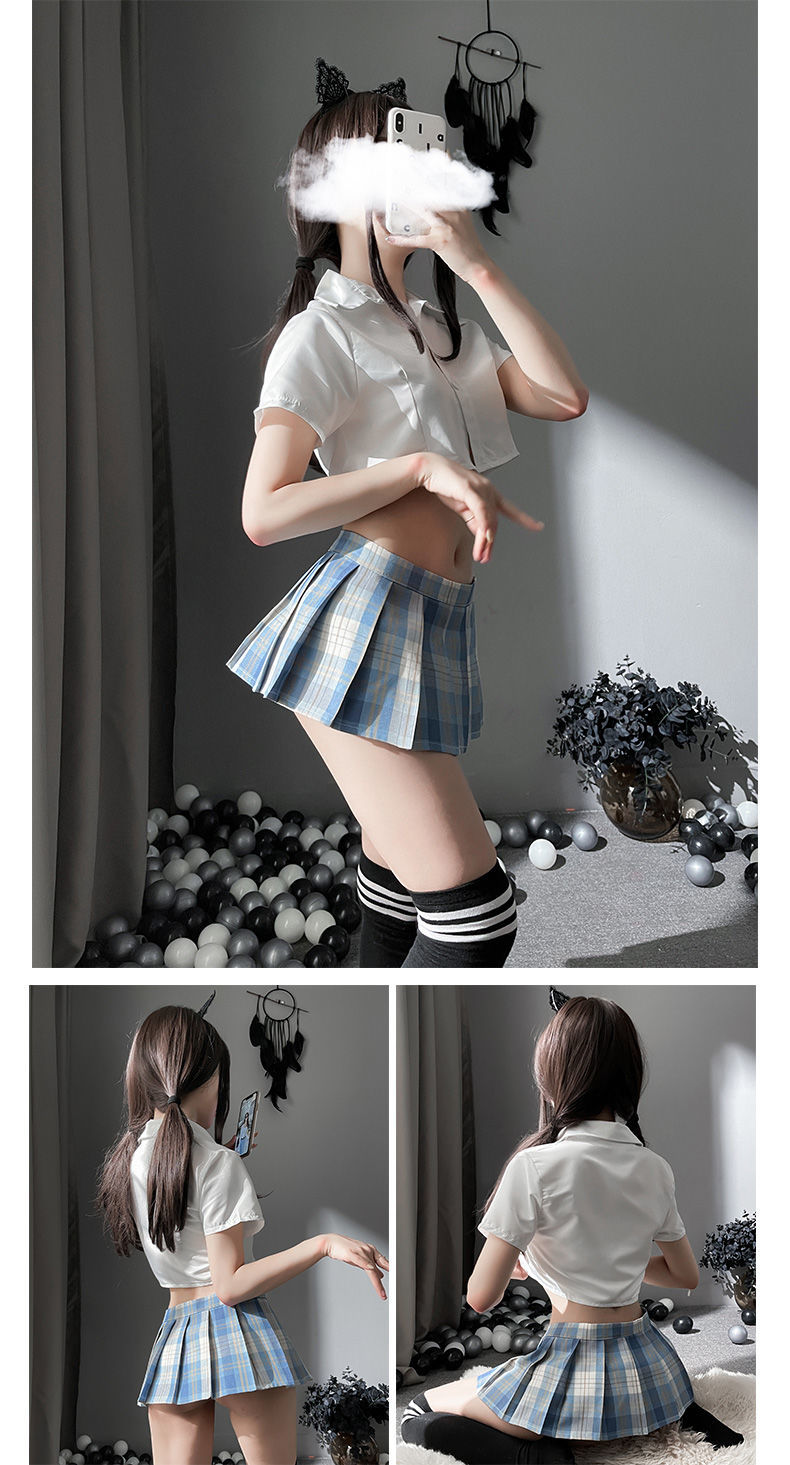 超短裙无安全裤性感女jk不良学生制服套装超短裙角色扮演免脱清纯学生