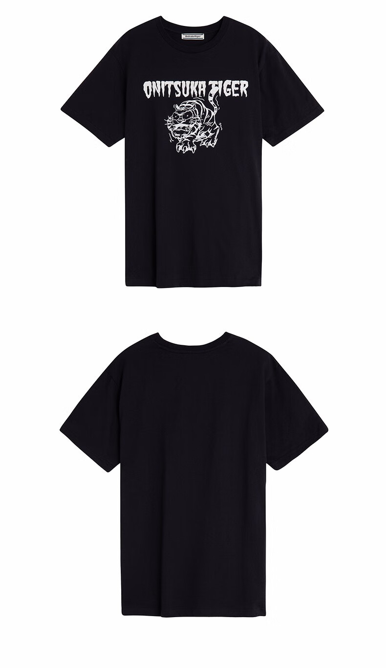 onitsukatiger鬼冢虎印花圆领短袖t恤男女2183a465101黑色l