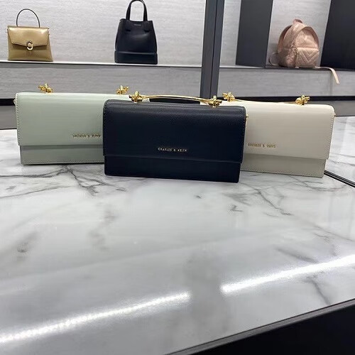 小ck风女包手提钱包官方蛇骨金属链条单肩 黑色礼盒装【图片 价格