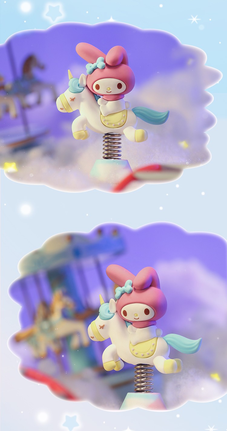 三丽鸥旋转木马摆件潮玩周边桌面车载女生礼物可爱公仔手办盲盒