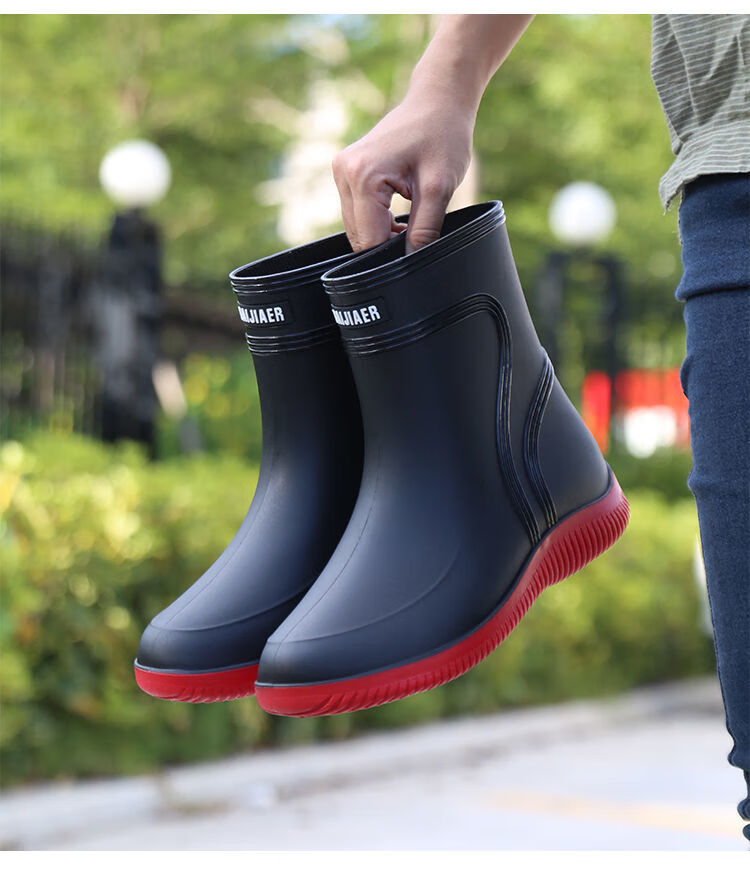 硅胶雨鞋套防滑雨鞋男士款厨房工地防水鞋男女加厚绒棉保暖中短筒胶鞋