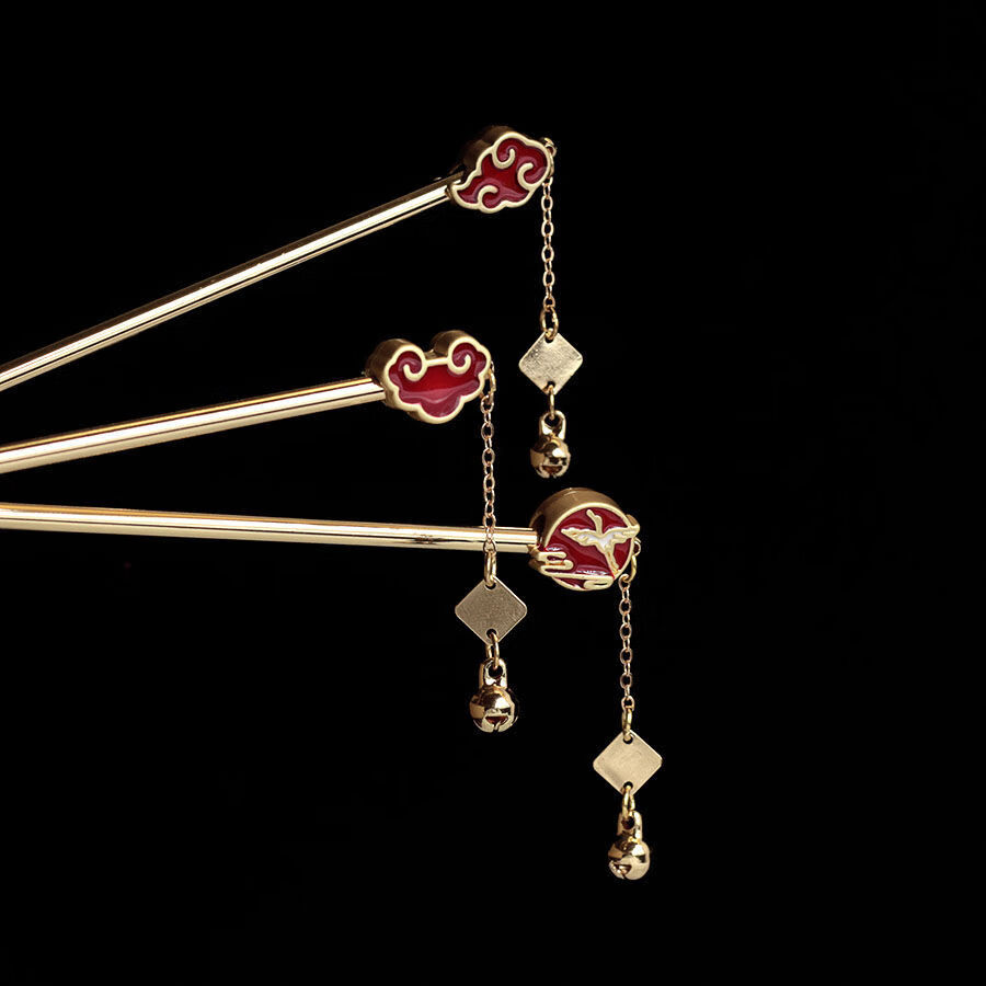 麦可伊日常简约古风发簪中国风盘发古装簪子古典汉服福牌铃铛发饰女