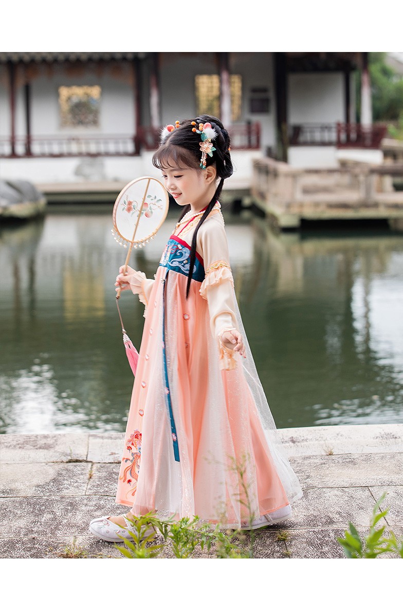 storybrooke锦鲤儿童汉服女童汉服长袖齐胸糯裙春秋装312岁中大童女孩