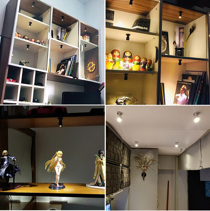 1w迷你彩色小射灯led珠宝展示灯模型柜灯展柜背景墙鱼缸小型黑1拖1正