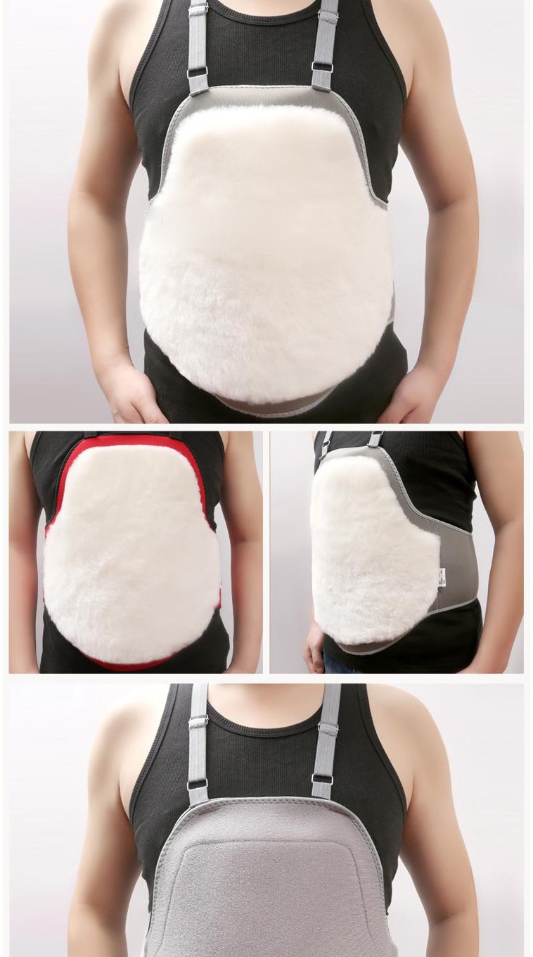 透气薄款羊毛护胃肚兜护肚护胸带暖胃皮毛一体冬季保暖护腰男女浅蓝色