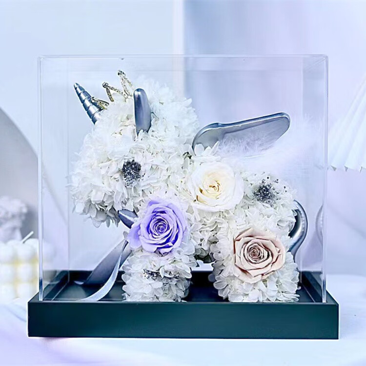 永生花亚克力永生花独角兽玫瑰花亚克力礼盒520情人节送女友生日创意