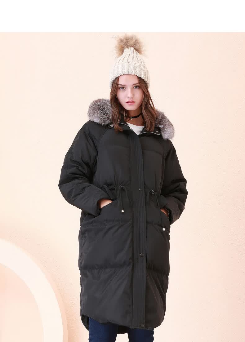 betu百图大毛领羽绒服女新款冬装加厚中长款时尚显瘦收腰羽绒服女1809