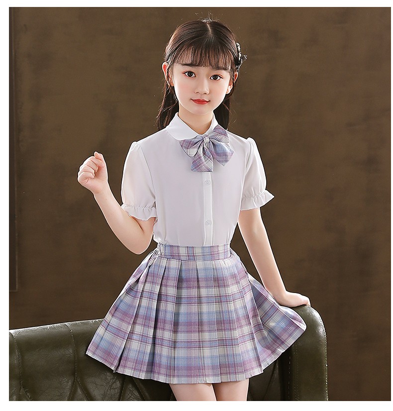 言午社jk女童jk制服裙子小学生短袖儿童夏装学院风套装校服格子百褶裙