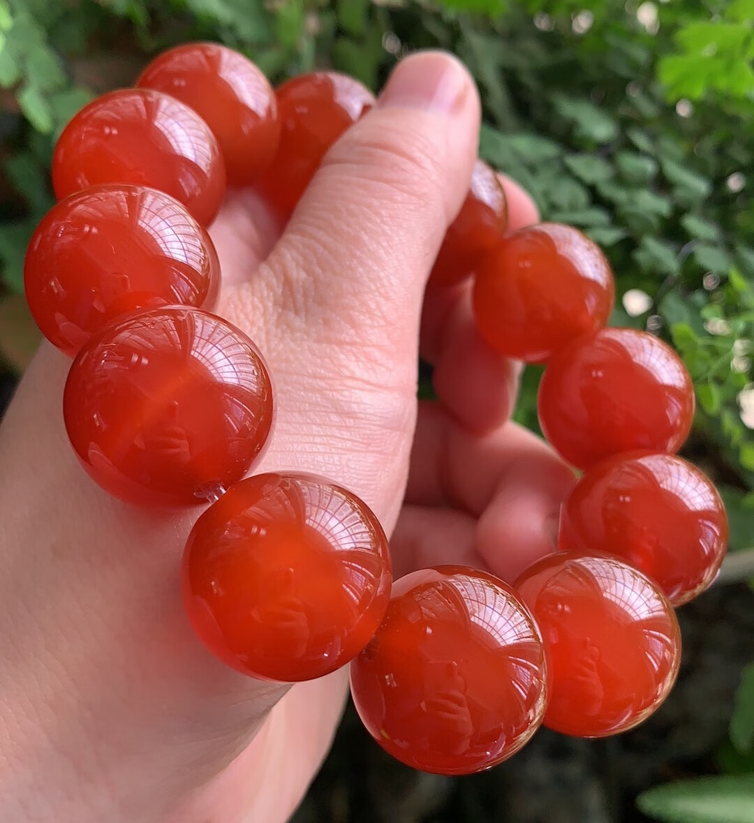 kk宝钰缅甸天然润红玛瑙20cm男士手串国检证书礼盒