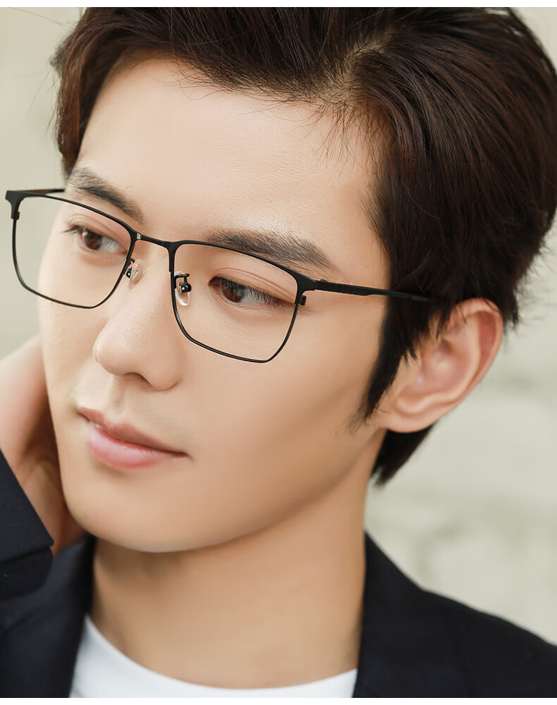 金边金丝眼镜框男近视大脸潮个性文艺复古方框纯钛架眼睛可配无镜片