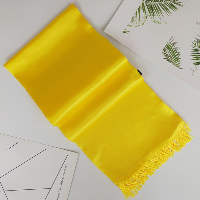 俏辫子宗亲会祭祖祭祀大典丝绸缎面黄围巾定制logo金黄柠檬黄祭祀绶带