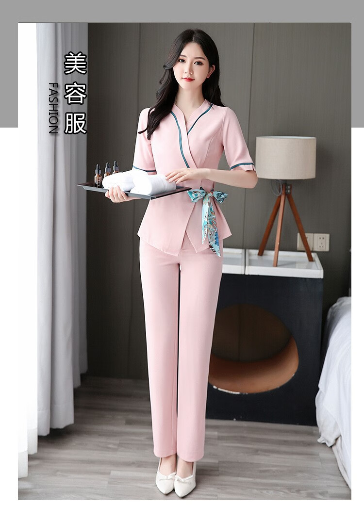 足浴技师工作服冬天秋冬款长袖美容院优雅女足疗养生馆桑拿服套装