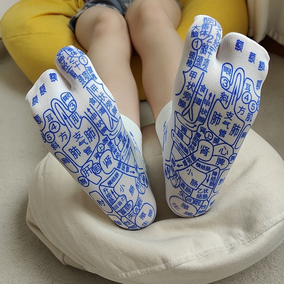 穴位袜足疗穴位袜子足底养生按摩袜脚底反射区经络带穴位图解袜男女