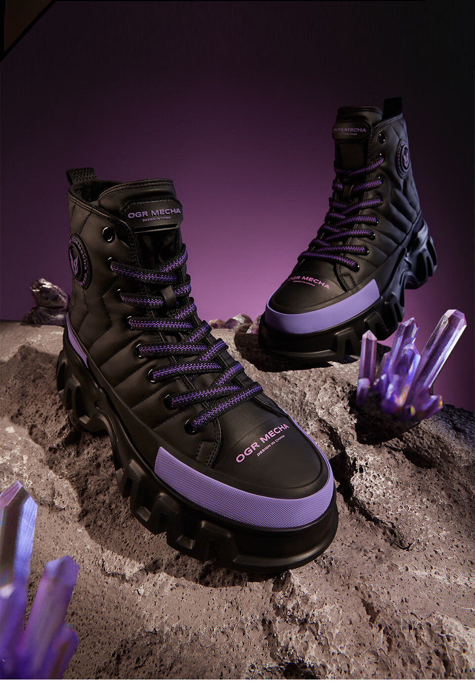 ogr屾系列shenschighs太空棉版冬季保暖厚底高帮机甲硫化鞋钛金白34