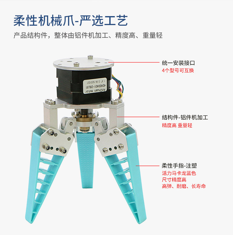 wheeltec柔性機械爪仿生柔性機械手指手爪軟體自適應氣動電動柔性夾爪