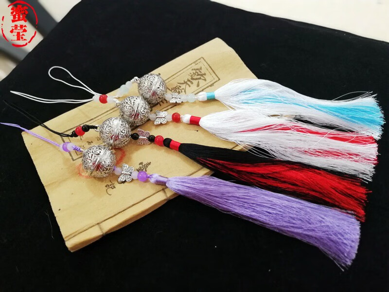 陈情令周边挂件清心铃铛挂饰蓝忘机魏无羡流苏笛穗扇坠 魏无羡黑红