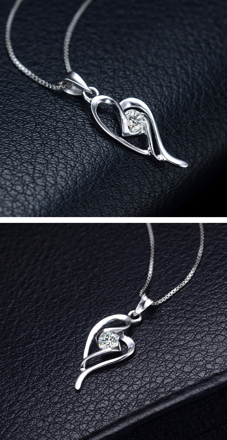宝仕哲轻奢珠宝品牌天使之吻钻石吊坠时尚锁骨链镶钻颈链项坠白金色