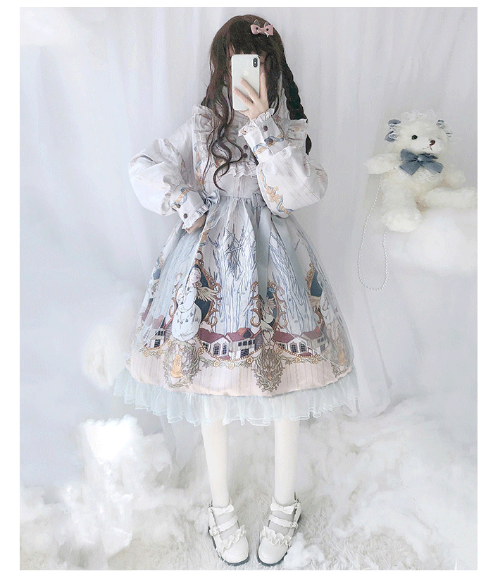 洛丽塔lo裙lolita洋装op长袖天使街道女装连衣裙可爱萝莉学生小清新