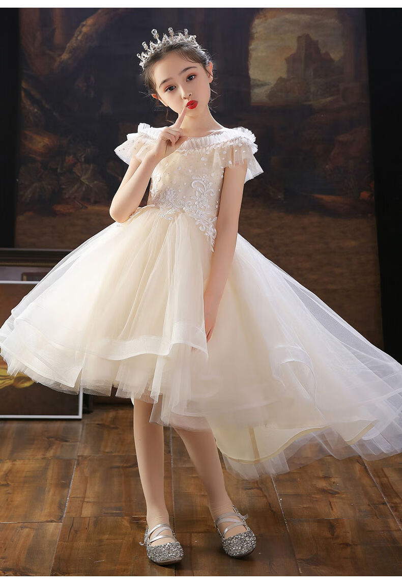 儿童晚礼服女童连衣裙夏装中大童演出服超洋气公主裙蓬蓬纱裙小女孩