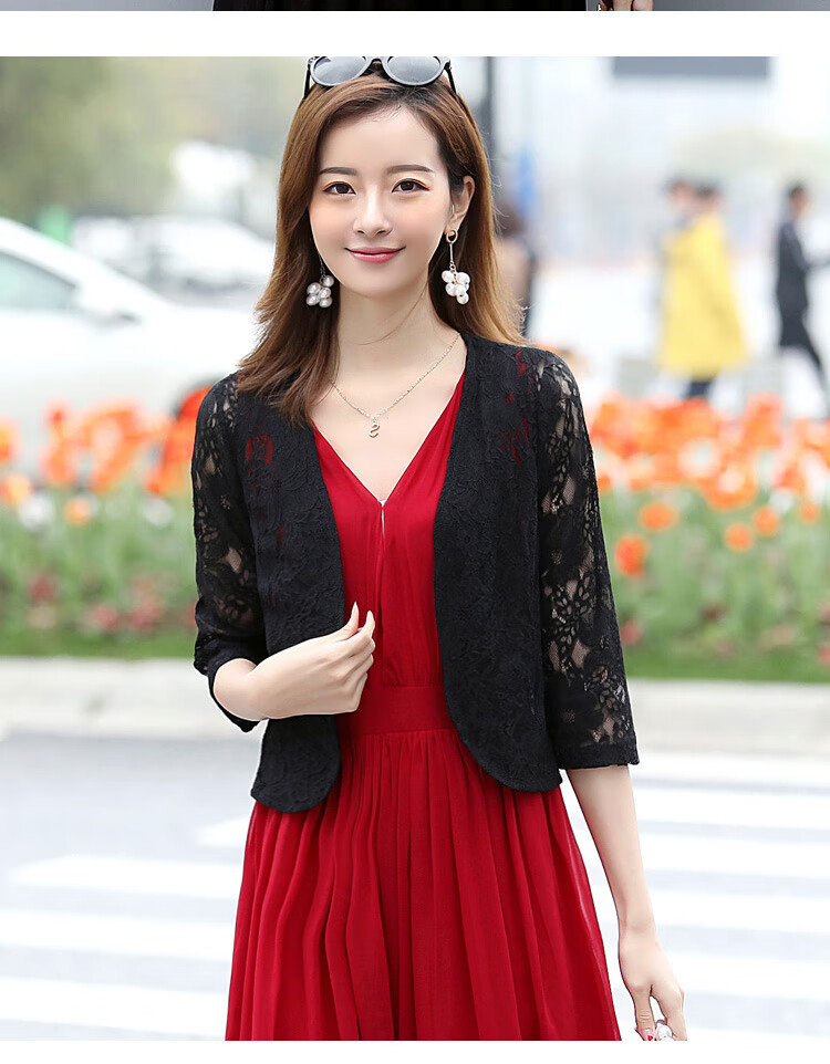 夏天穿的蕾丝雷丝小披肩外套女短款百搭夏季外搭薄款度假外披2022新款