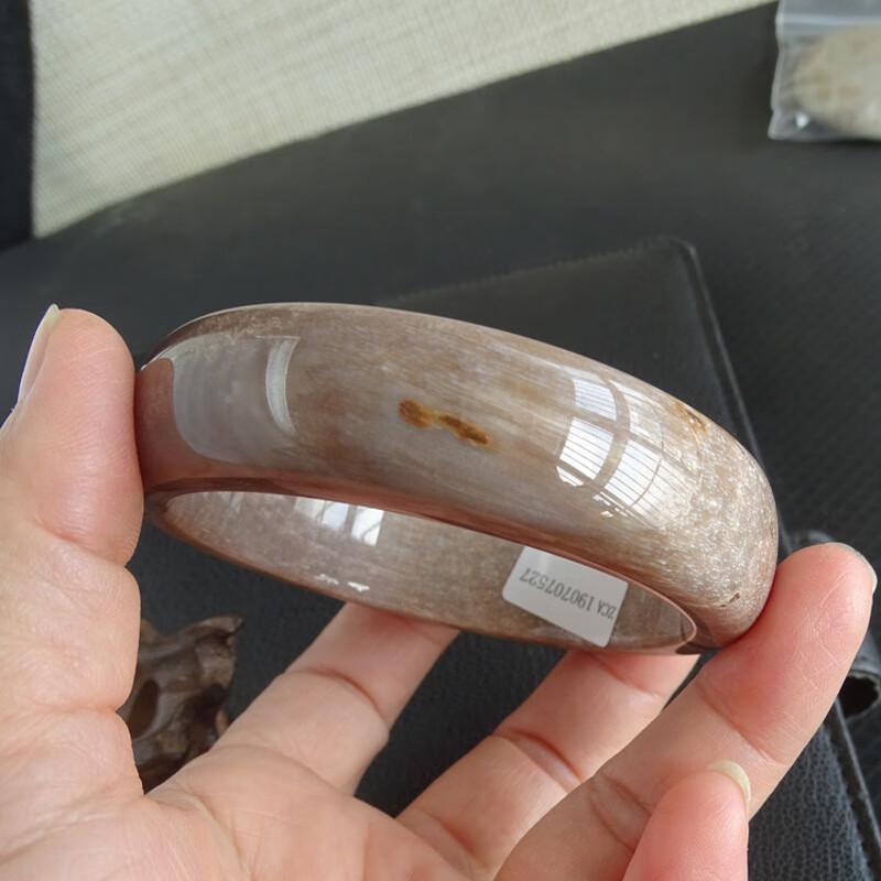 香港言和专柜树化石手镯 硅化木化玉白树化玉手镯 木化石实物送证书