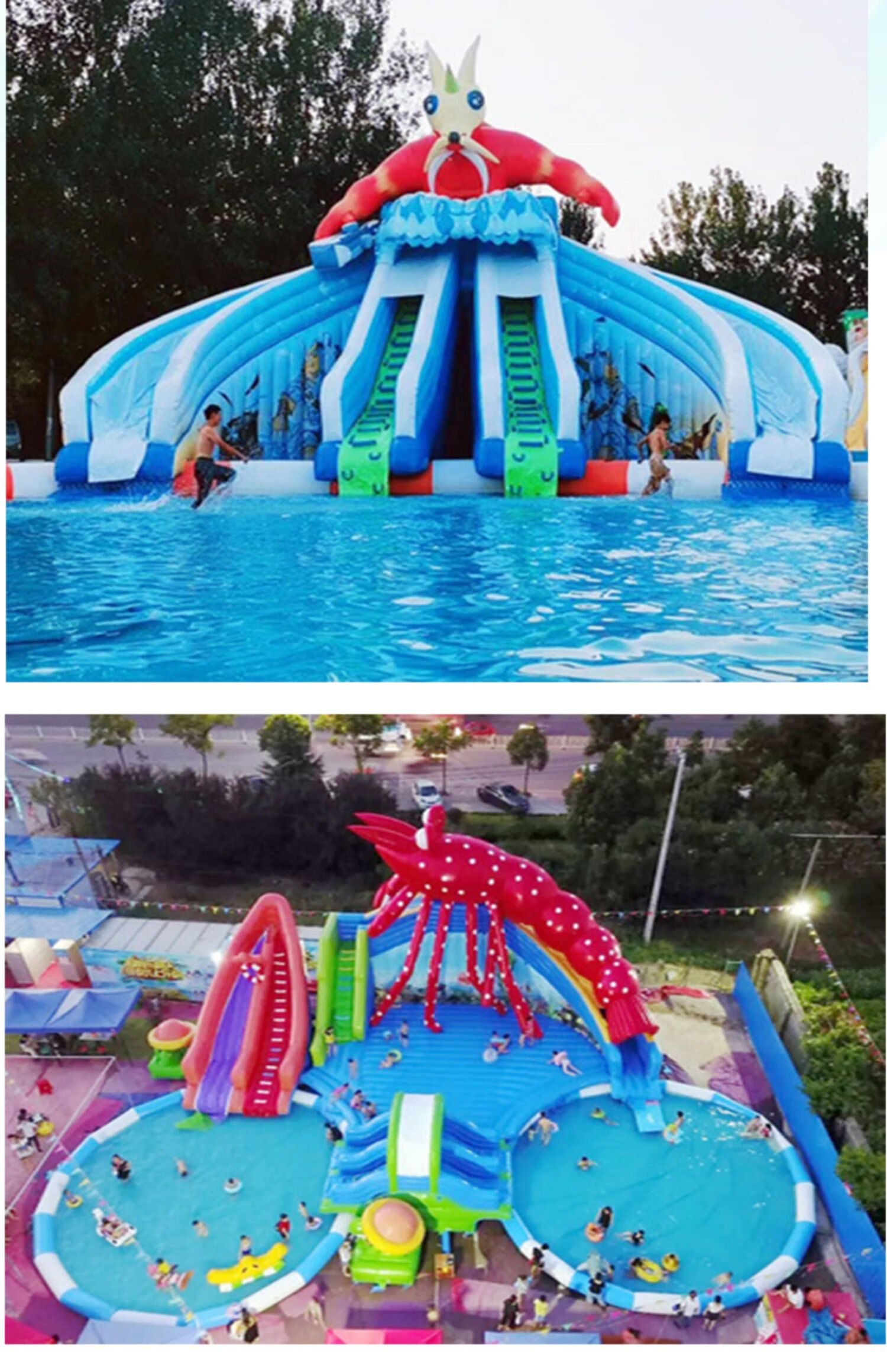 移动水上滑梯乐园大型儿童充气泳池户外充气滑梯设备厂家定制 大象