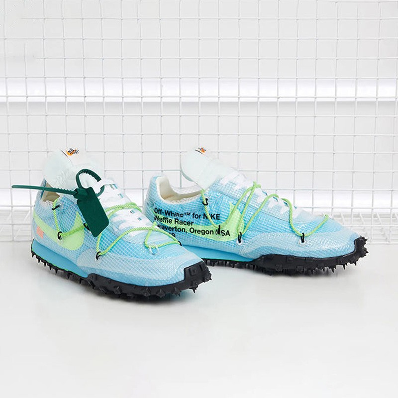 耐克nike waffle racer ow 联名黑粉米白运动跑步鞋钉子跑鞋 cd8180