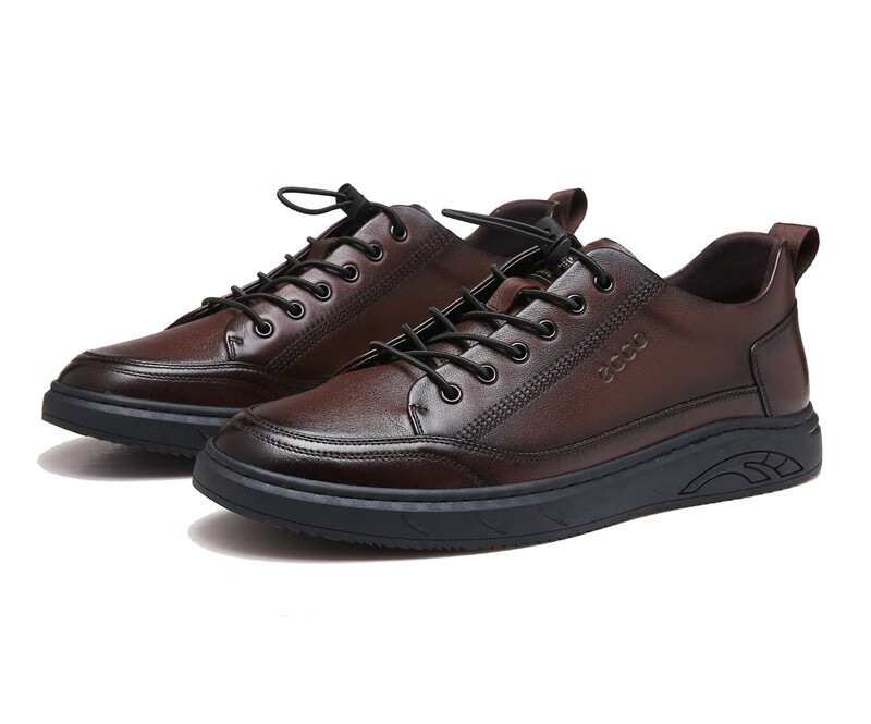 ecco爱步男鞋春秋休闲皮鞋新款时尚百搭英伦正装鞋子低帮鞋583208 深