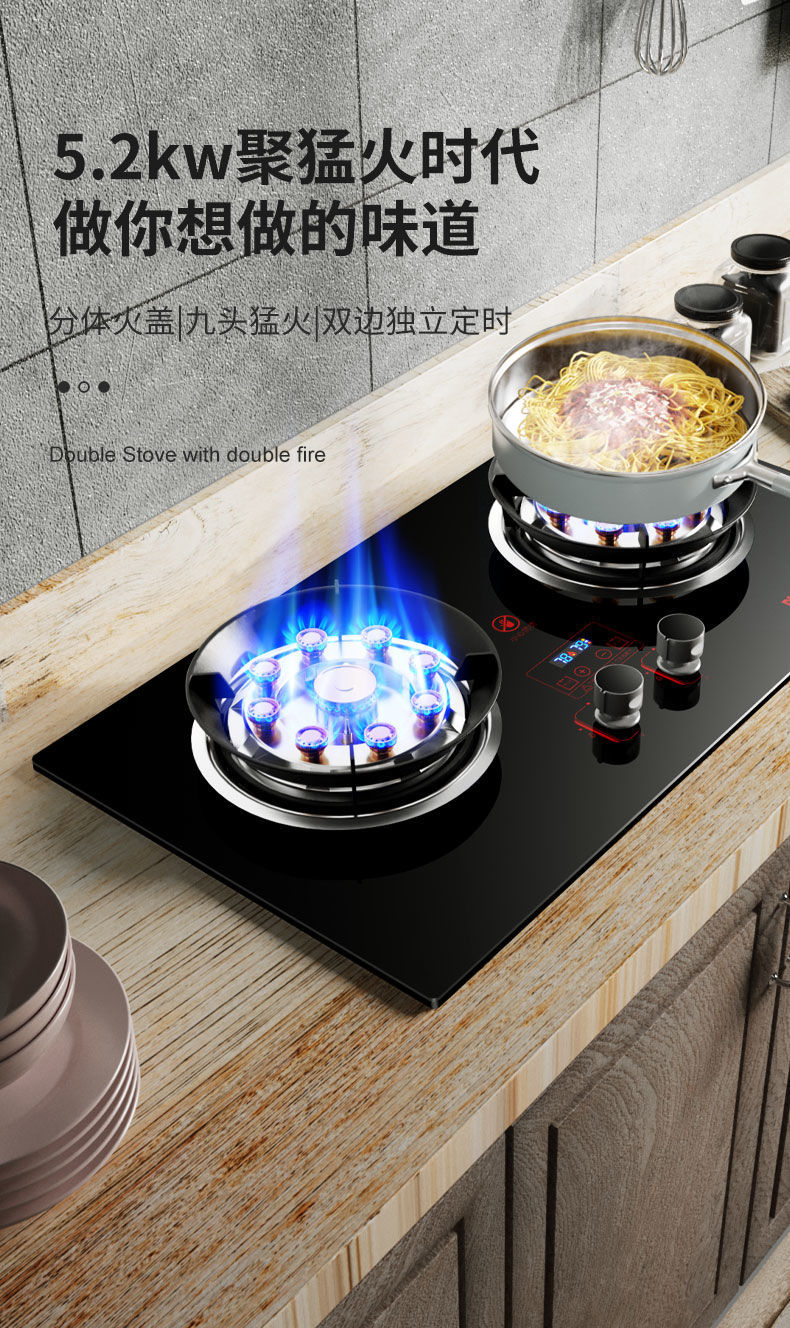 夏新燃气灶双灶家用天然气节能猛火液化气台式煤气灶双灶头嵌入式米蚁