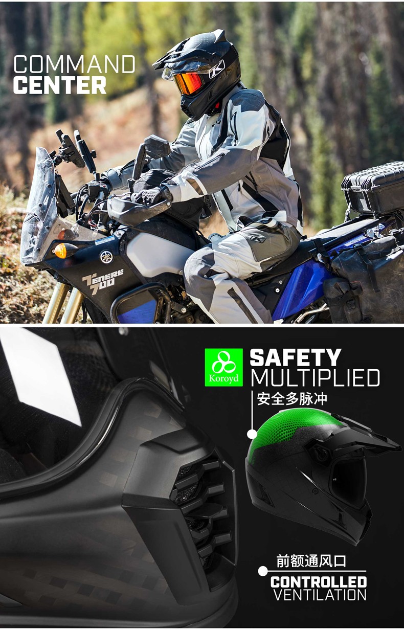 klim探索pro碳纤维拉力头盔 远途摩旅拉力全盔四季进口 tk1200揭面盔