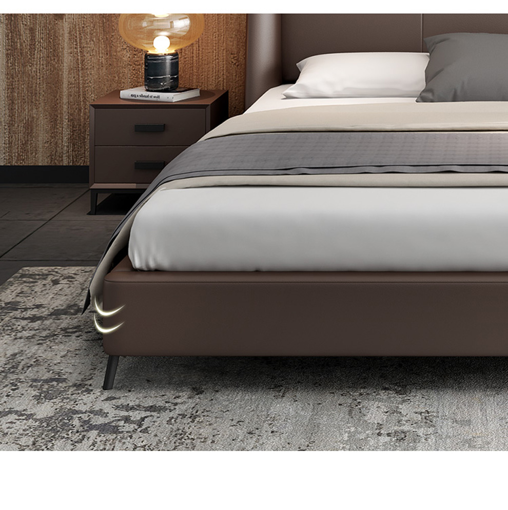 床现代简约婚床双人床北欧意式极简卧室家具真皮床请备注颜色15米2米