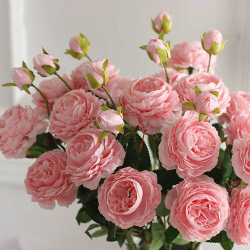 仿真花假花田园仿真牡丹花玫瑰花束家居客厅落地装饰假花绢花月季花