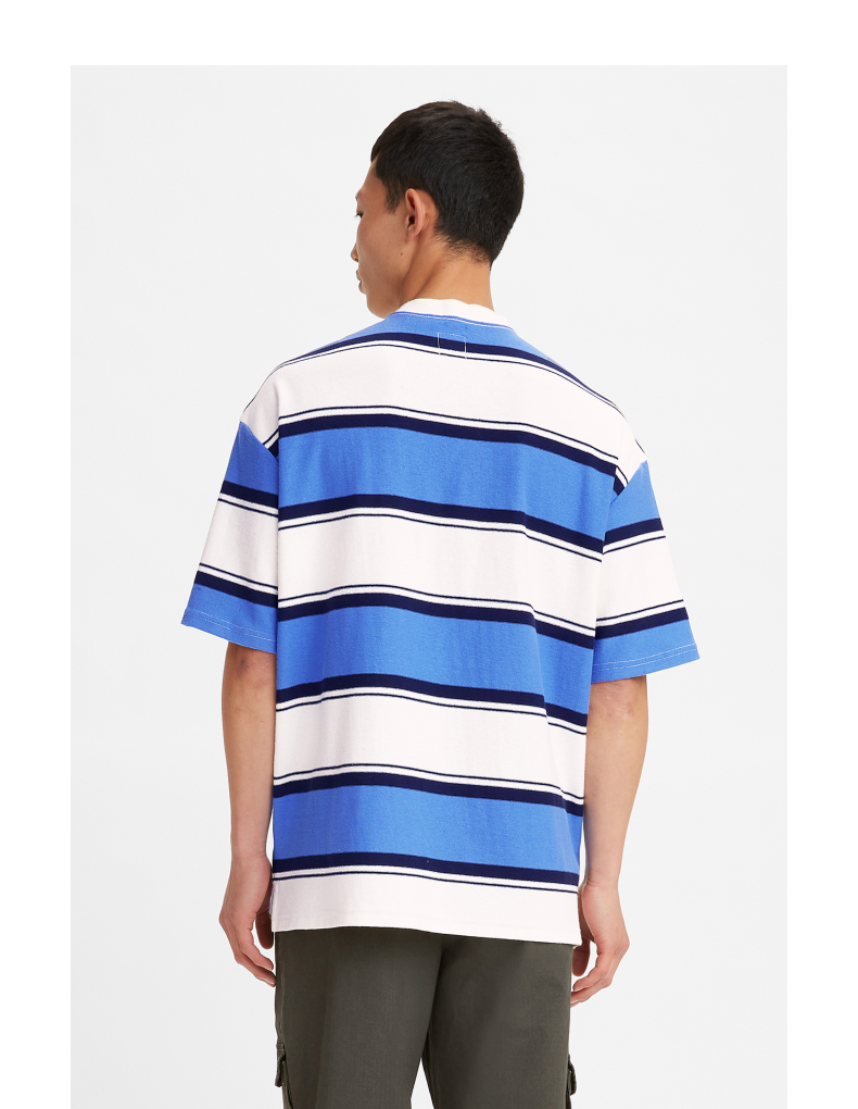 levis李维斯男士t恤情侣装新款潮流条纹美式短袖衣多穿 蓝白色0002 xs