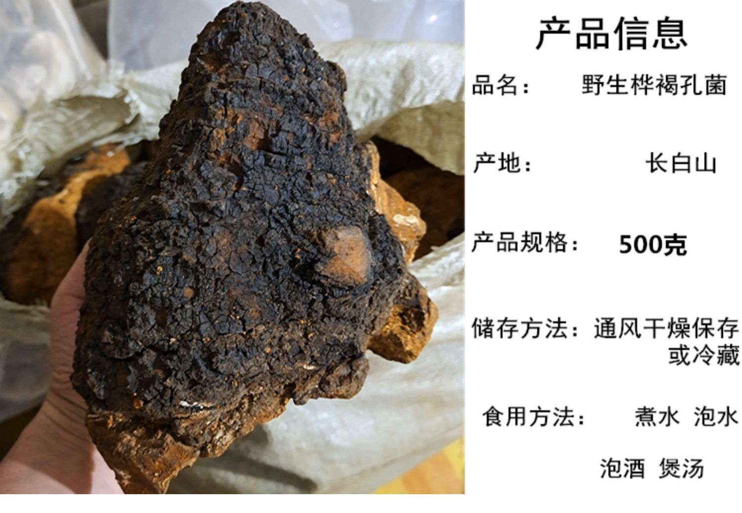 不俄罗斯进口桦树茸500g白桦树茸桦褐孔菌长白山野生大个白桦茸