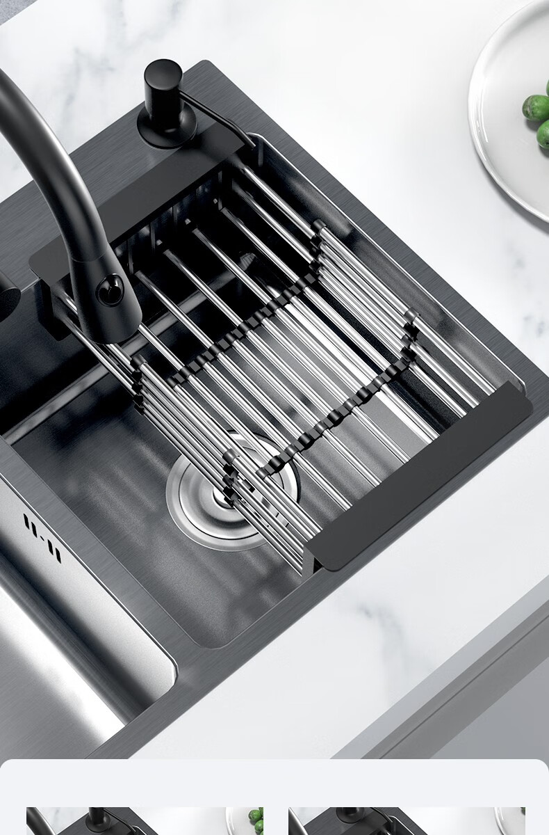 长虹旗舰店双旦钜惠水槽洗菜盆双槽纳米黑厨房洗碗池淘菜盆水槽整套