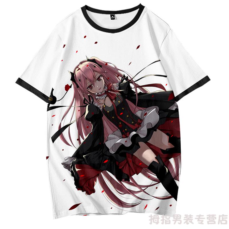 终结的炽天使t恤红莲米迦克鲁鲁短袖动漫周边cos服装夏宅休闲衣服 1款