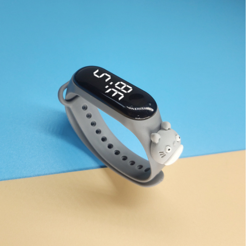 儿童电子手表女孩智能卡通运动手环男女孩中小学生儿童简约中文手表