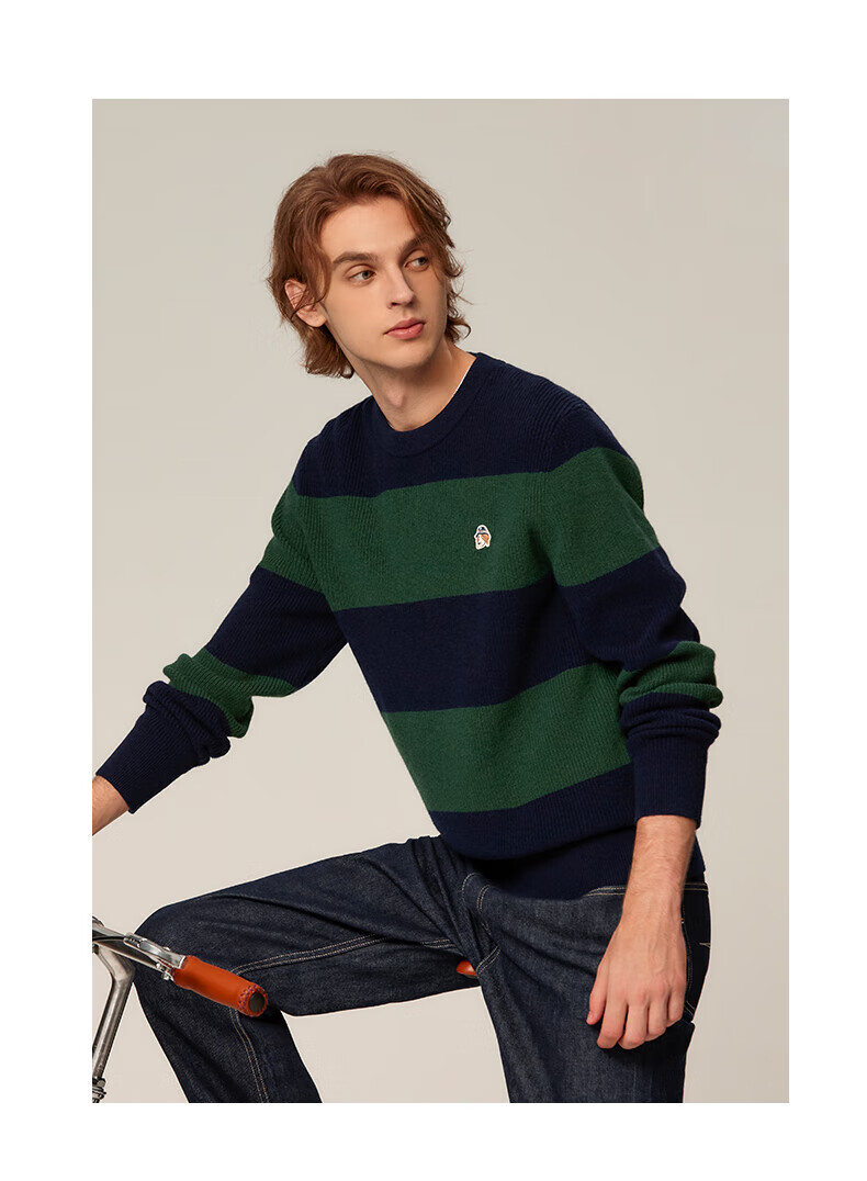 HAZZYS Men's Colorblock Striped Wool Sweater ABYZD0BDI28 Ivory IV 180/100A50 2