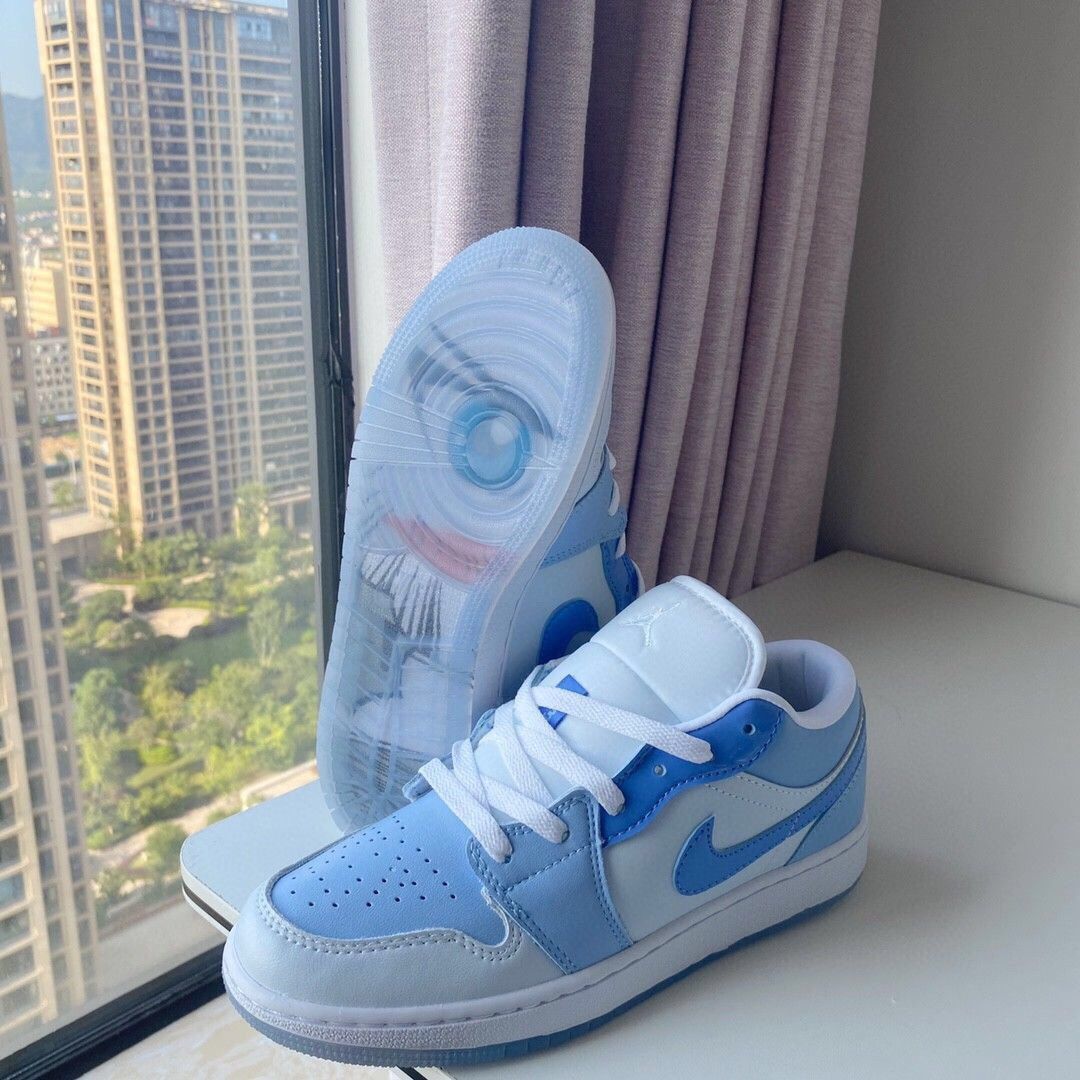 纯原秋季新款aj1low雾霾蓝粉绒钩乔1休闲男女款时尚情侣板鞋dm5443