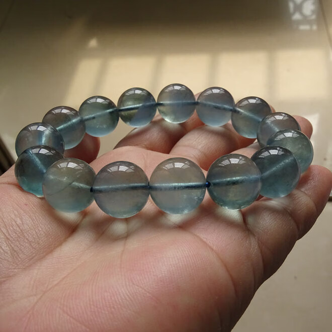 香港言和专柜原生态物质蓝萤石手链 蓝莹石手串水晶手链 深蓝男款女款