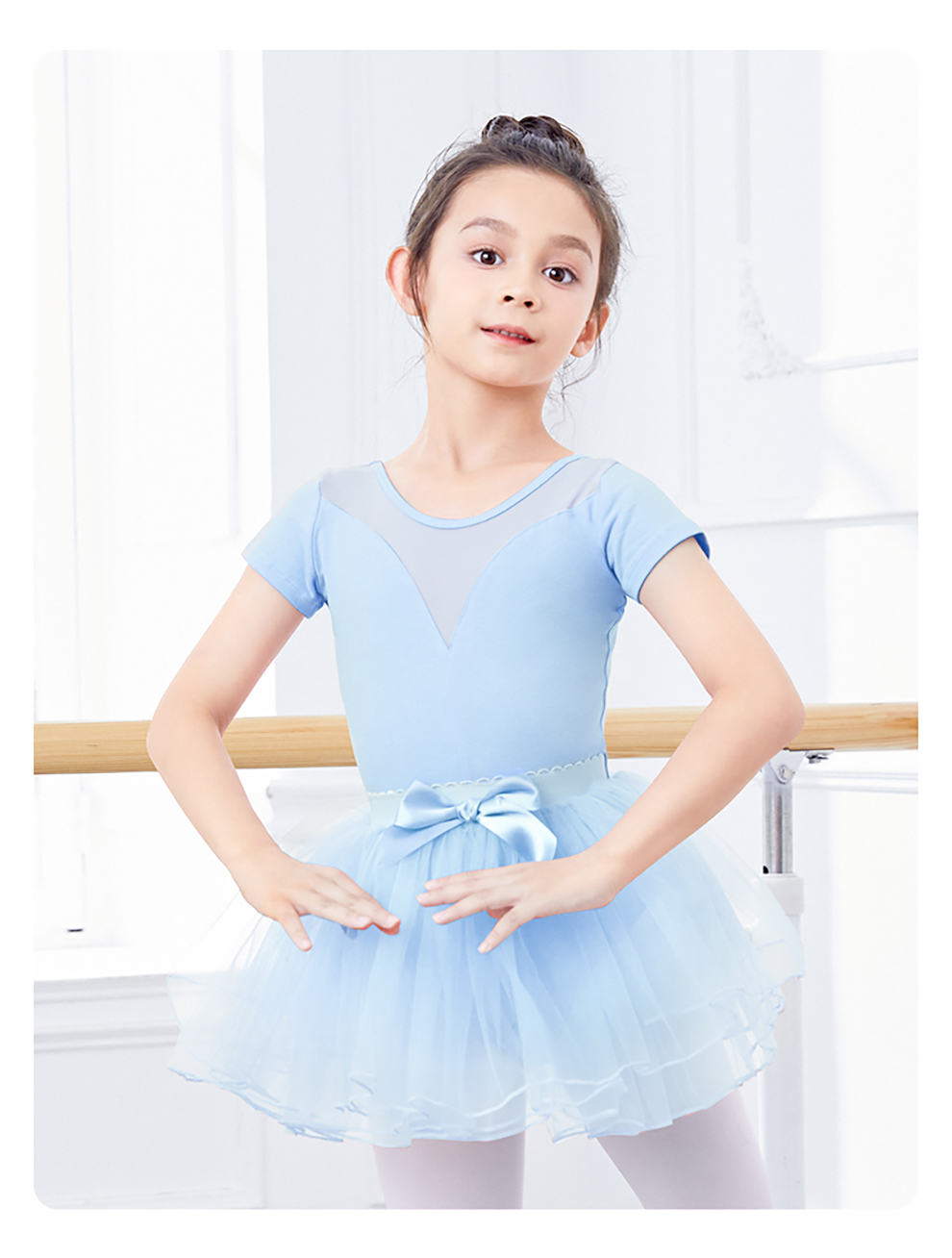 酷系儿童舞蹈服女童芭蕾舞练功服装夏季短袖女孩跳舞蓬蓬套装中国舞