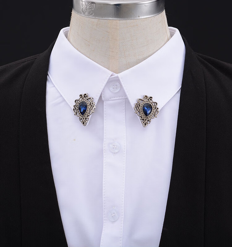 小花领针男衬衫金属领角西服女气质文艺胸针复古简约领扣饰品 金色