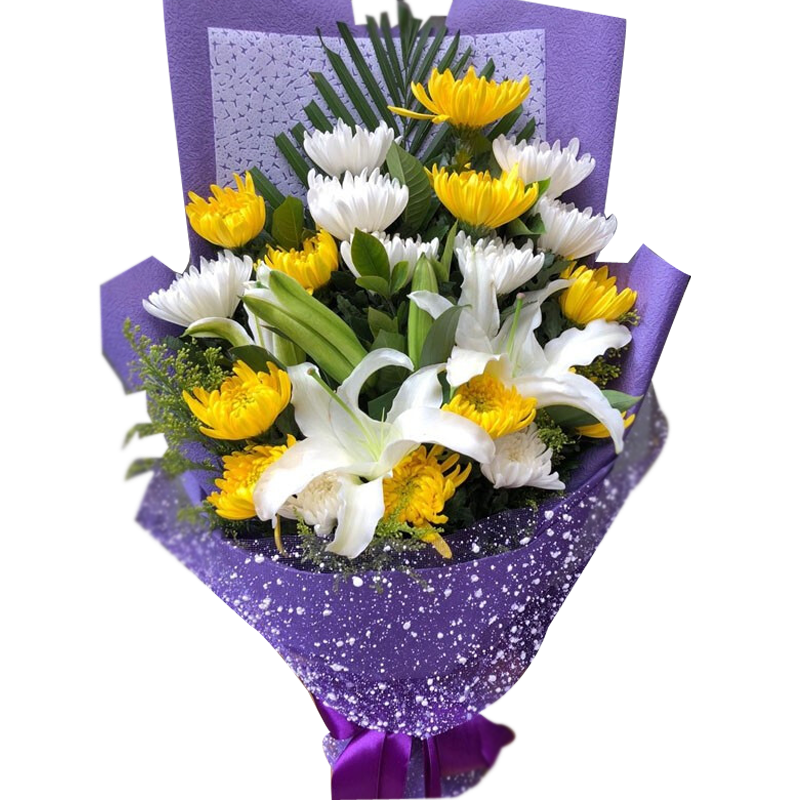 儒涛鲜花黄白菊花花束清明节扫墓悼念哀思送花全国同城配送北京上海